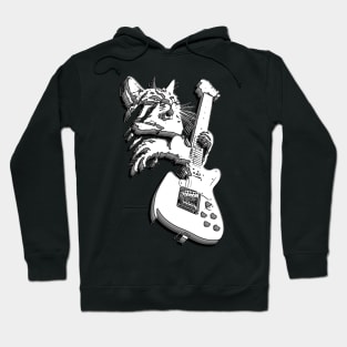 Vintage Rock Cat Playing Guitar lovers guitar player Hoodie